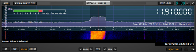 Brazil DRM Experimental - 2021-02-02 23:43 UTC - 11910.0 kHz